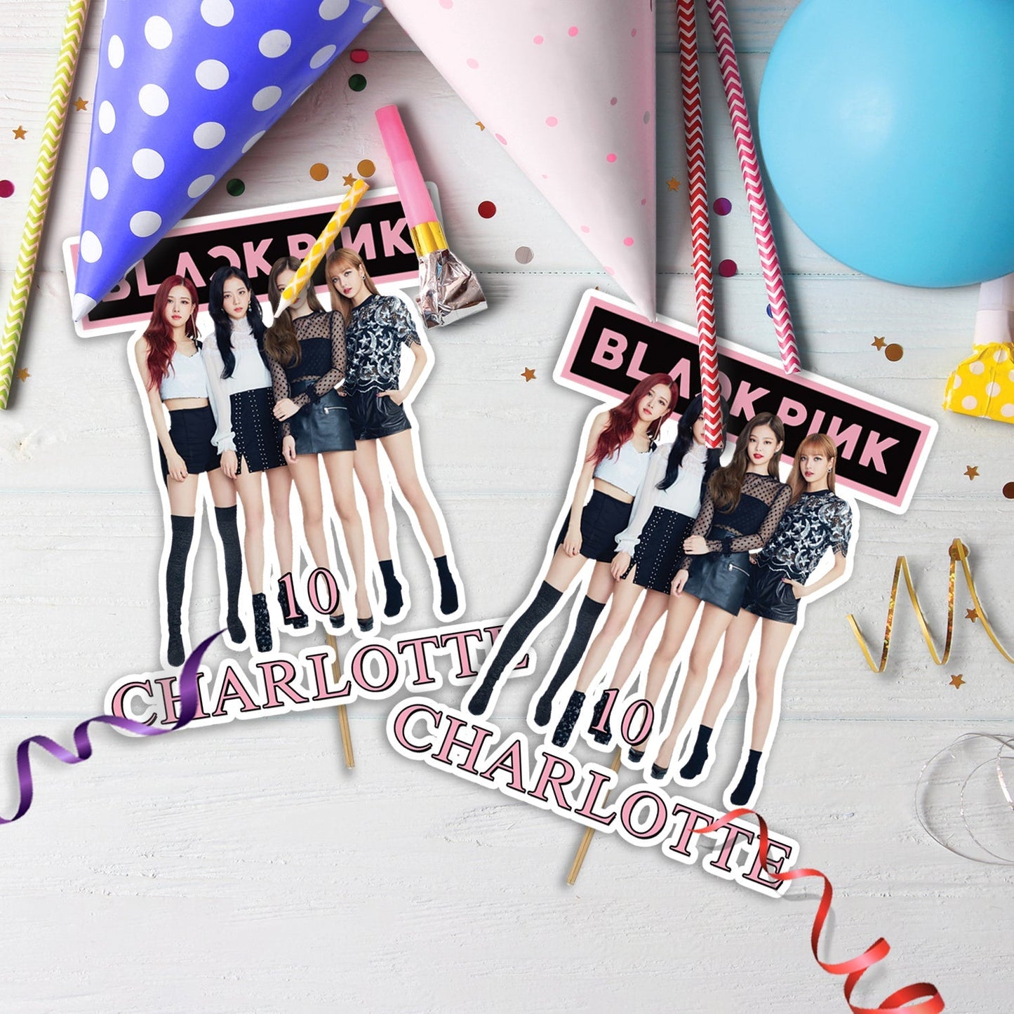 Blackpink Birthday Decorations, Black Pink Party Supplies, Lisa Blackpink Themed, Girls Group KPOP Digital Template, Editable BlackPink Image SVG PNG