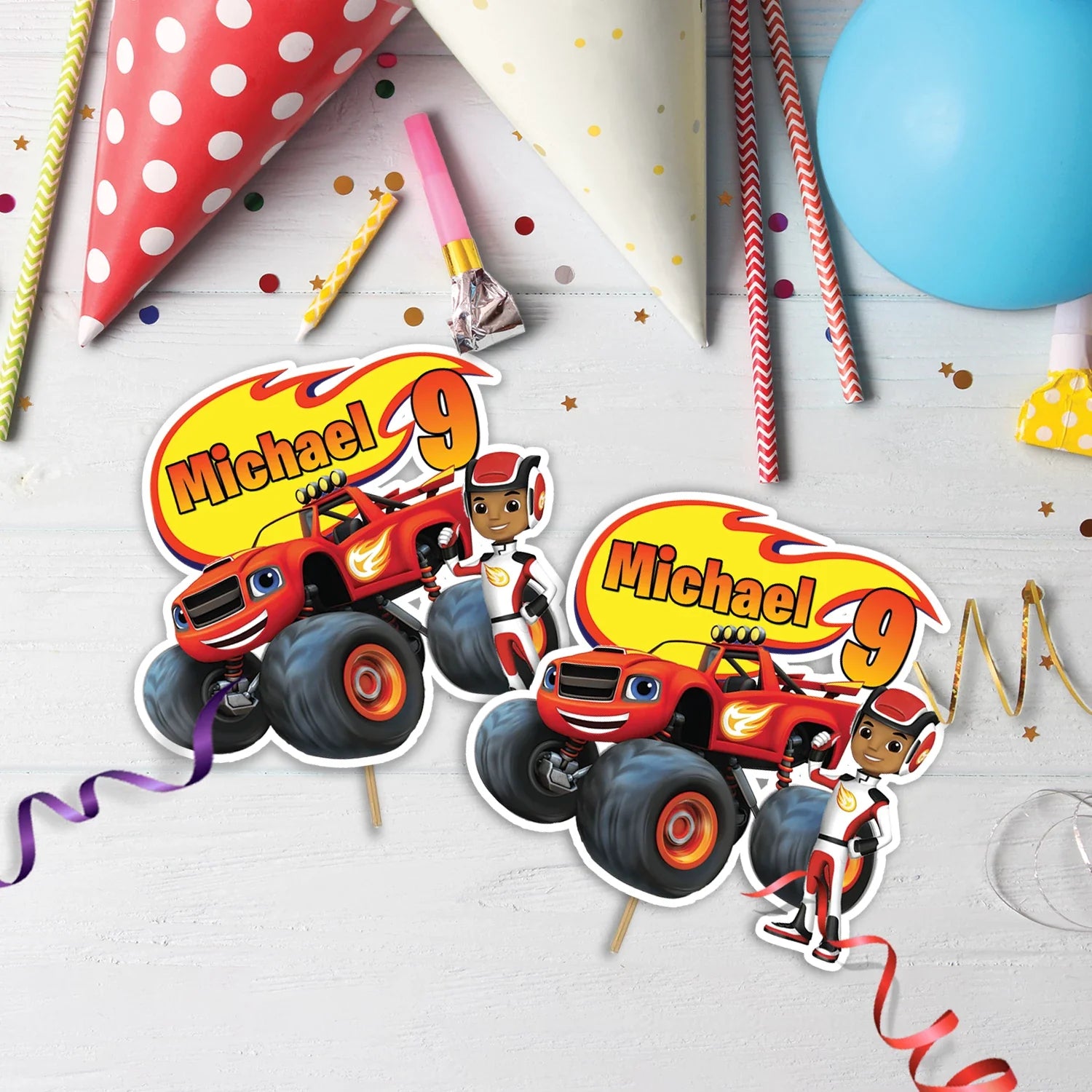 Blaze The Monster Machines Birthday Decorations, Monster Machines Races Party Supplies, Blaze vs Crusher Themed, Boy Birthay Themes Digital Template, Editable Blaze The Monster Machines Image SVG PNG