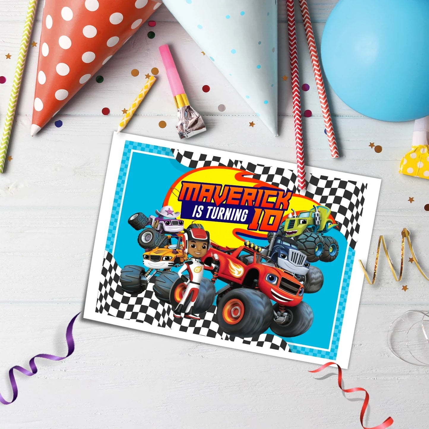 Blaze The Monster Machines Personalized Edible Sheet Cake Topper for Party Cakes