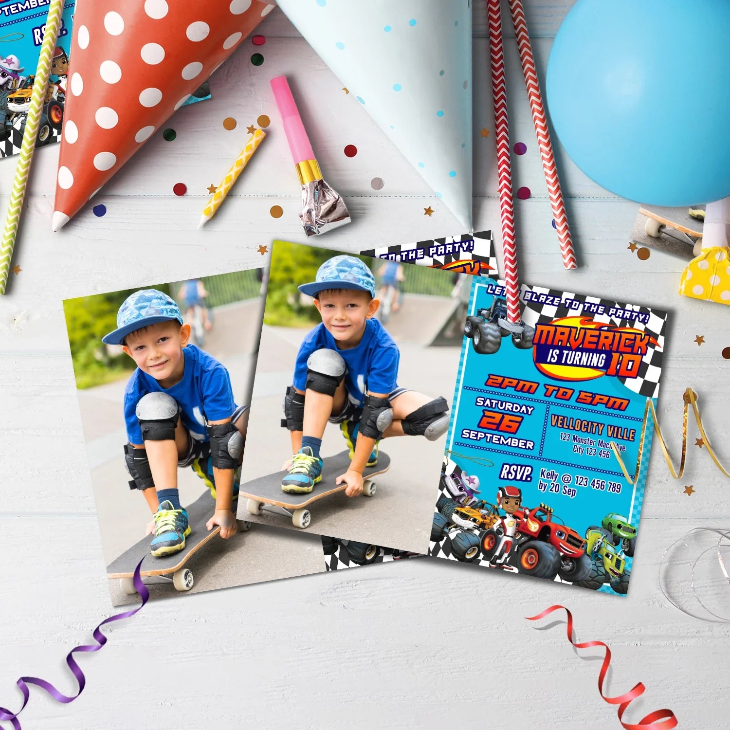 Blaze The Monster Machines Birthday Decorations, Monster Machines Races Party Supplies, Blaze vs Crusher Themed, Boy Birthay Themes Digital Template, Editable Blaze The Monster Machines Image SVG PNG