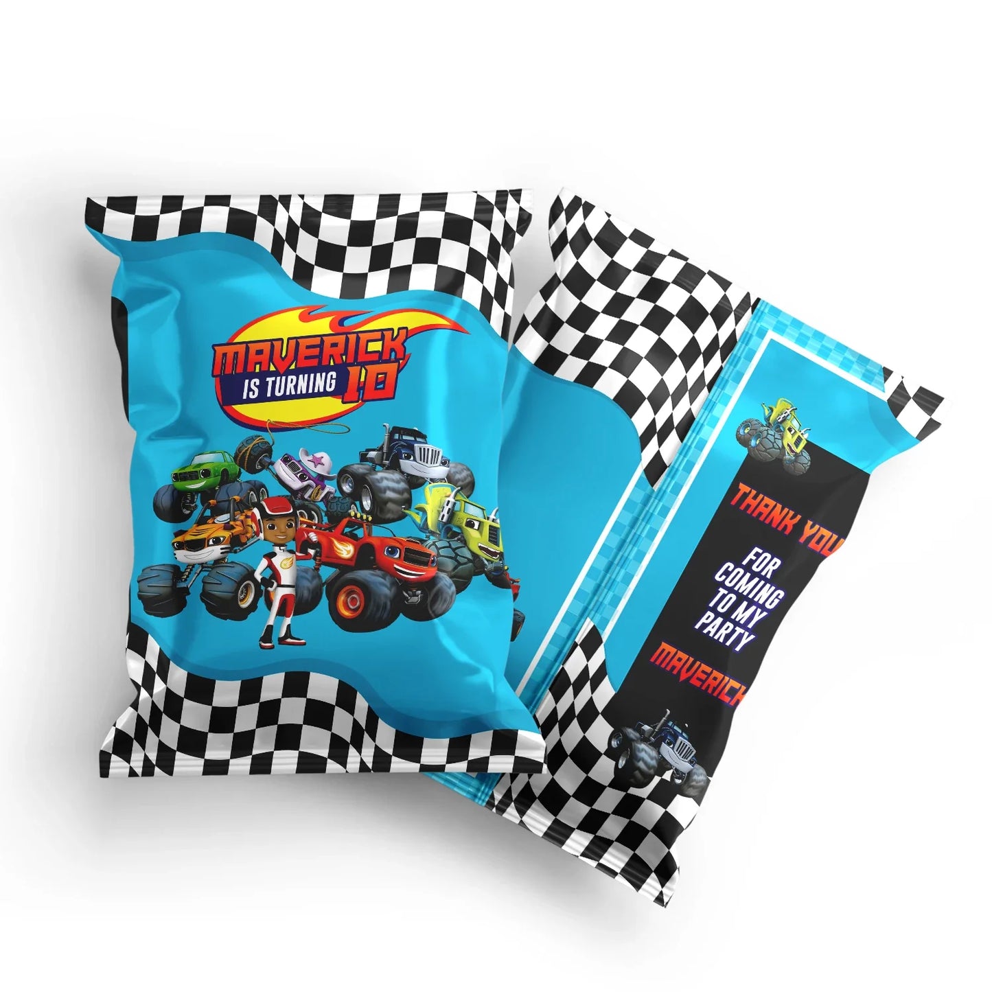 Blaze The Monster Machines chips bag label