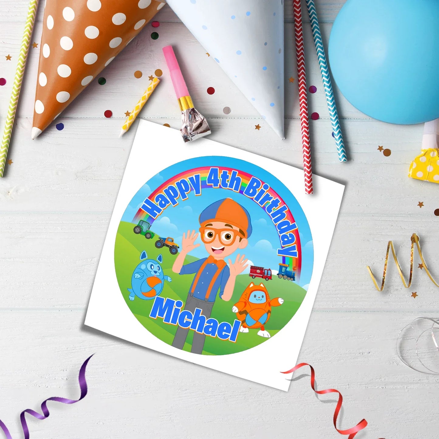 Blippi personalized icing sheet cake images for themed birthdays