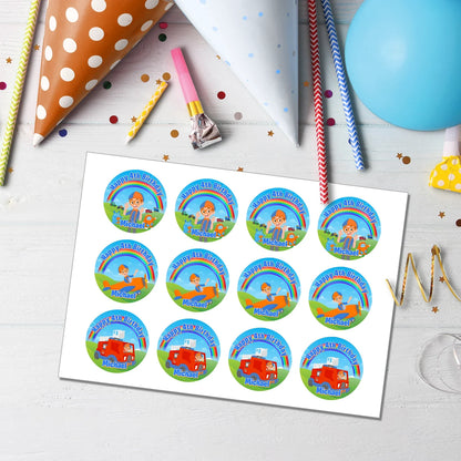 Blippi personalized cupcake toppers for birthday party desserts