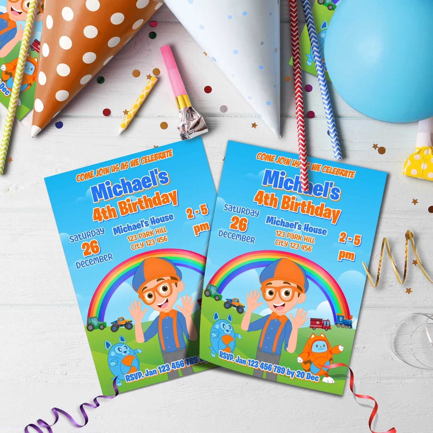 Educational theme Birthday Decorations, Blippi Party Supplies, Blippi Themed, TV Series Digital Template, Editable Blippi Image SVG PNG