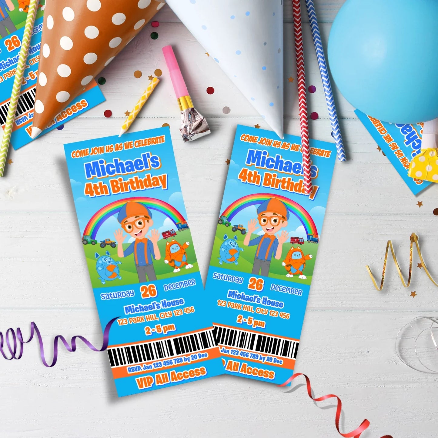 Educational theme Birthday Decorations, Blippi Party Supplies, Blippi Themed, TV Series Digital Template, Editable Blippi Image SVG PNG