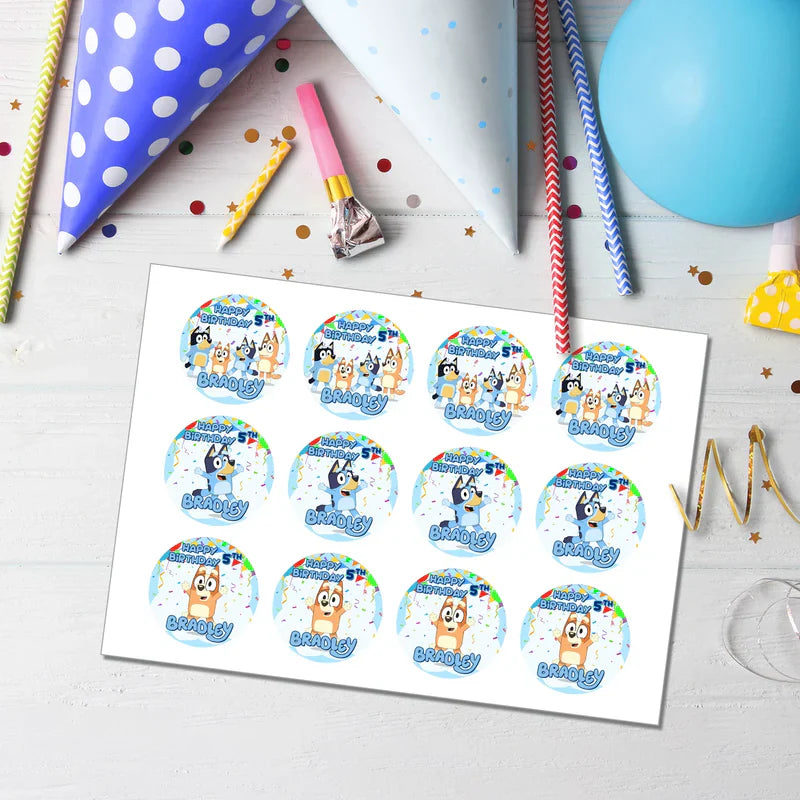 Bluey Personalized Cupcakes Toppers