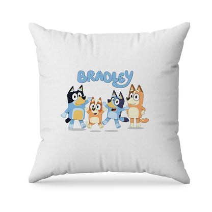 Bluey pillowcase sublimation file with custom name in soft pastels and character art