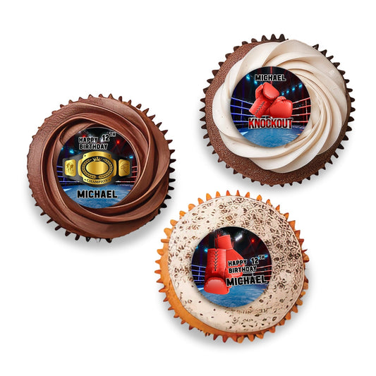 Personalized Boxing Cupcake Toppers