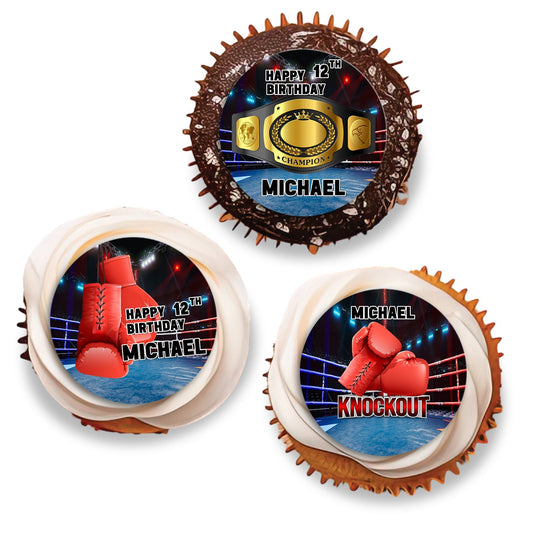 Personalized Boxing Cupcake Toppers