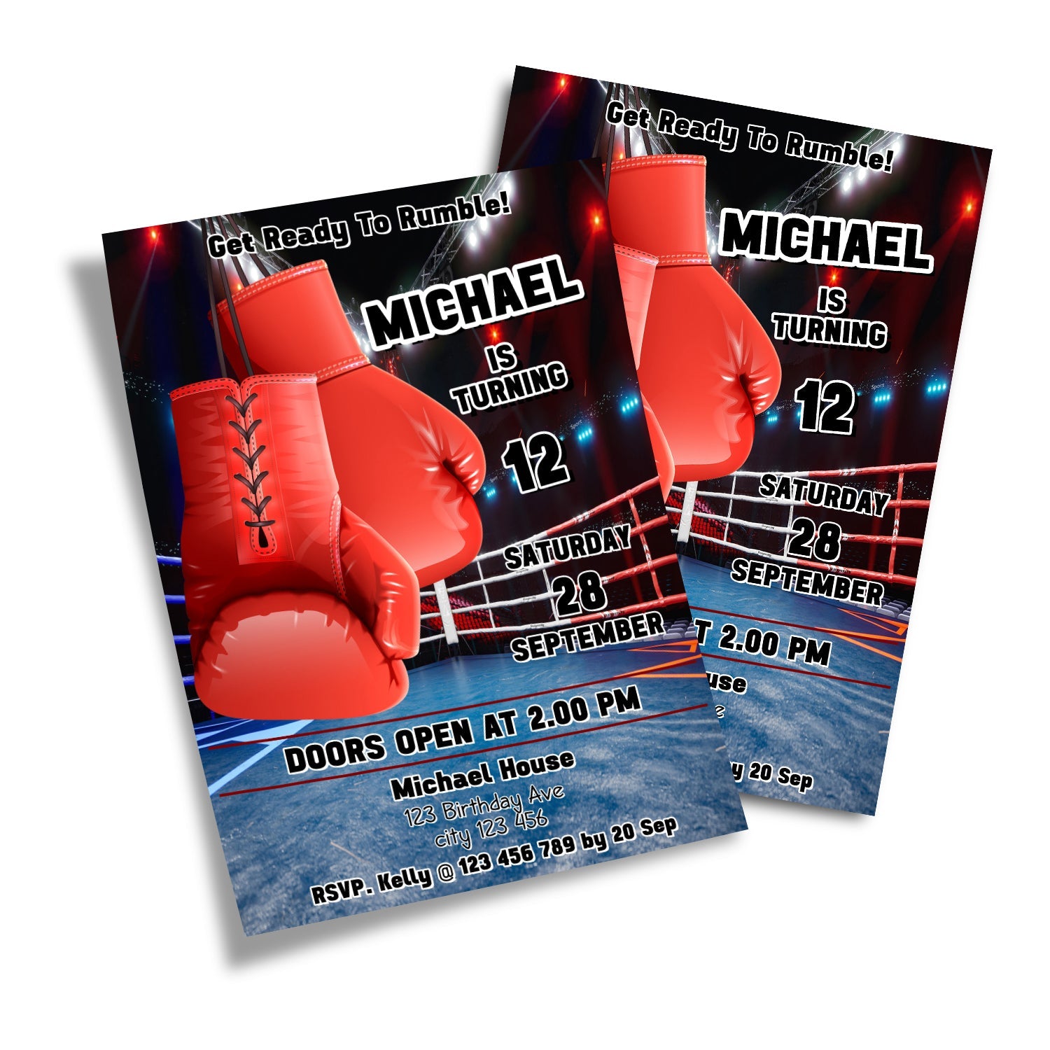 Boxing Invitations Personalized Boxing Birthday Card Invitations - Invite Your Guests wit ...