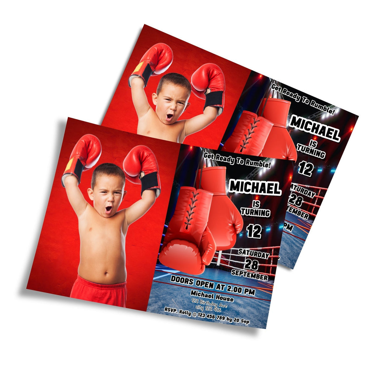 Boxing Invitations Personalized Photo Card Invitations with Boxing Theme - Make Your Invi ...
