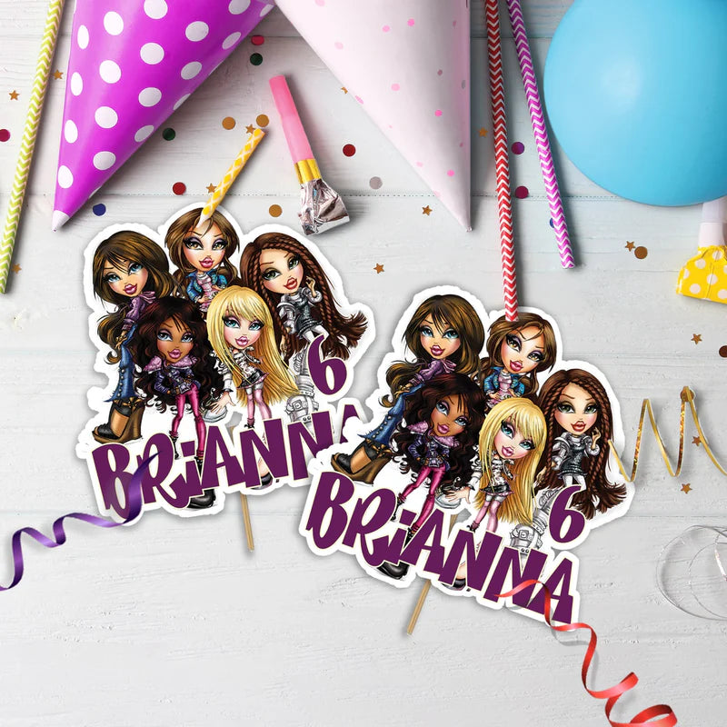 Bratz Birthday Decorations, Fashion Doll Party Supplies, Bratz Cloe Themed, Yasmin, Jade, Sasha Digital Template, Editable Bratz Image SVG PNG