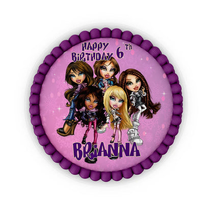 Bratz edible icing sheet with personalized cake image