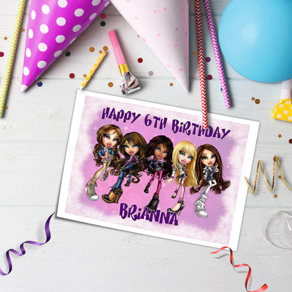 Bratz Personalized Edible Sheet Cake Topper | Custom Cake Decor | Printable