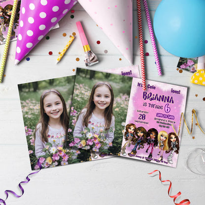 Bratz Birthday Decorations, Fashion Doll Party Supplies, Bratz Cloe Themed, Yasmin, Jade, Sasha Digital Template, Editable Bratz Image SVG PNG