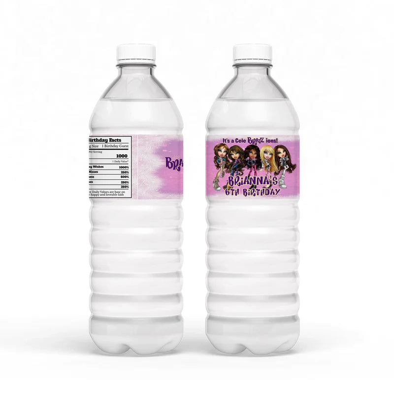 Bratz water bottle labels for birthday party drinks