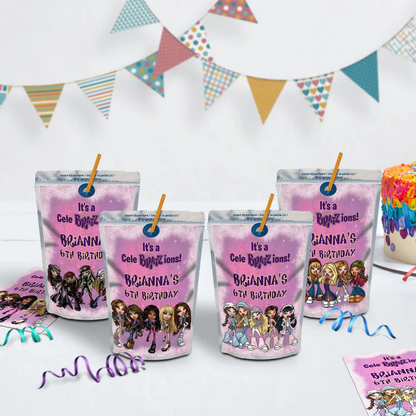 Bratz Birthday Decorations, Fashion Doll Party Supplies, Bratz Cloe Themed, Yasmin, Jade, Sasha Digital Template, Editable Bratz Image SVG PNG