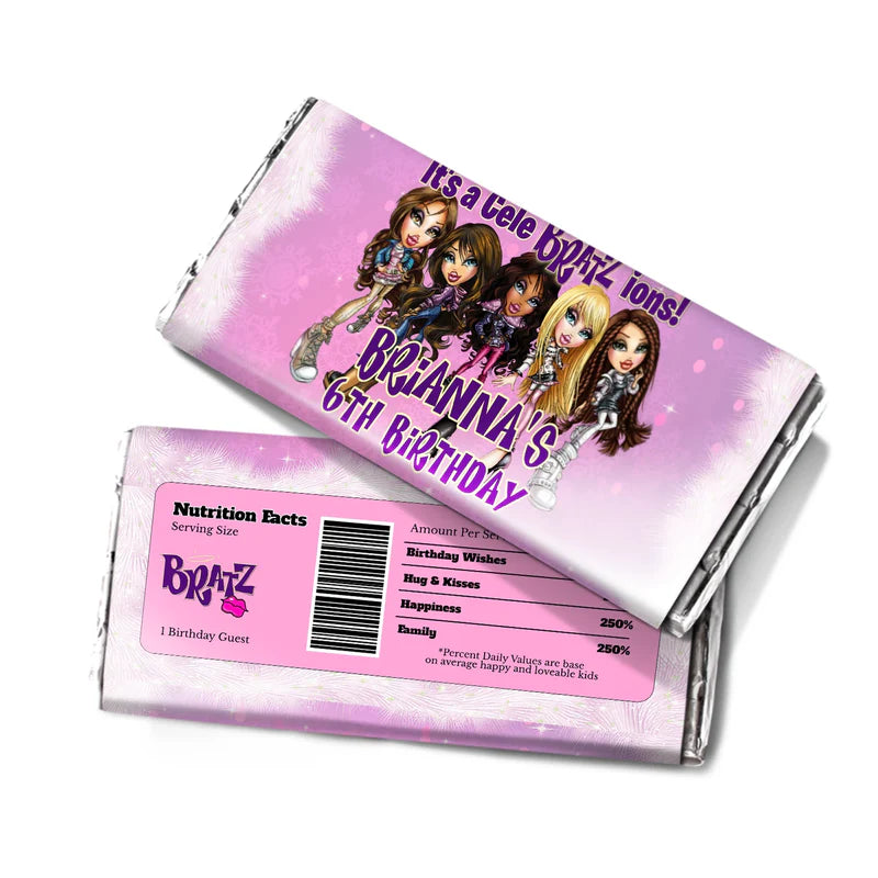 Bratz chocolate bar label for birthday candy