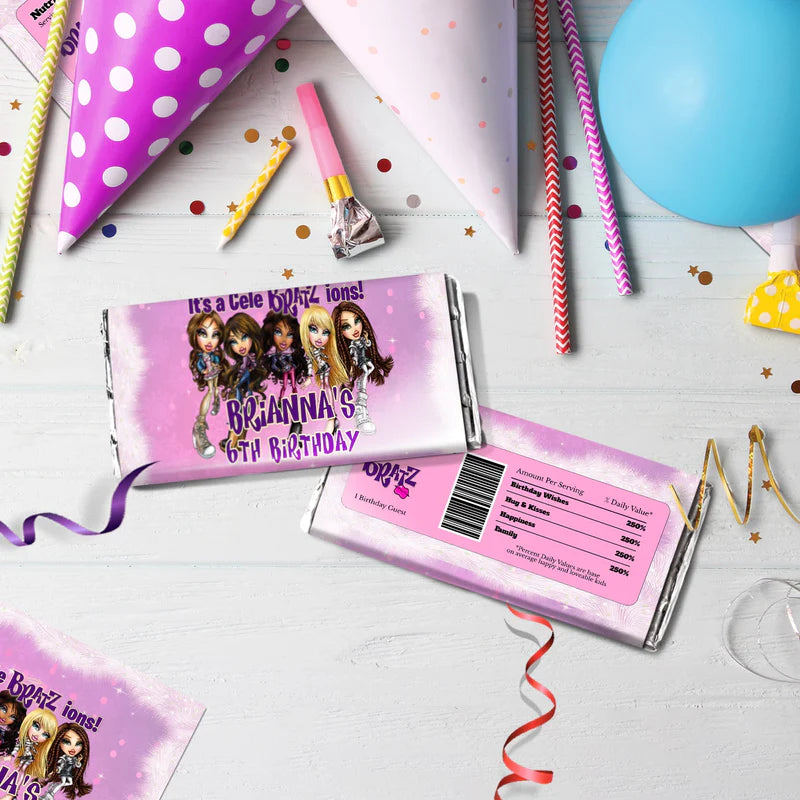 Bratz Birthday Decorations, Fashion Doll Party Supplies, Bratz Cloe Themed, Yasmin, Jade, Sasha Digital Template, Editable Bratz Image SVG PNG