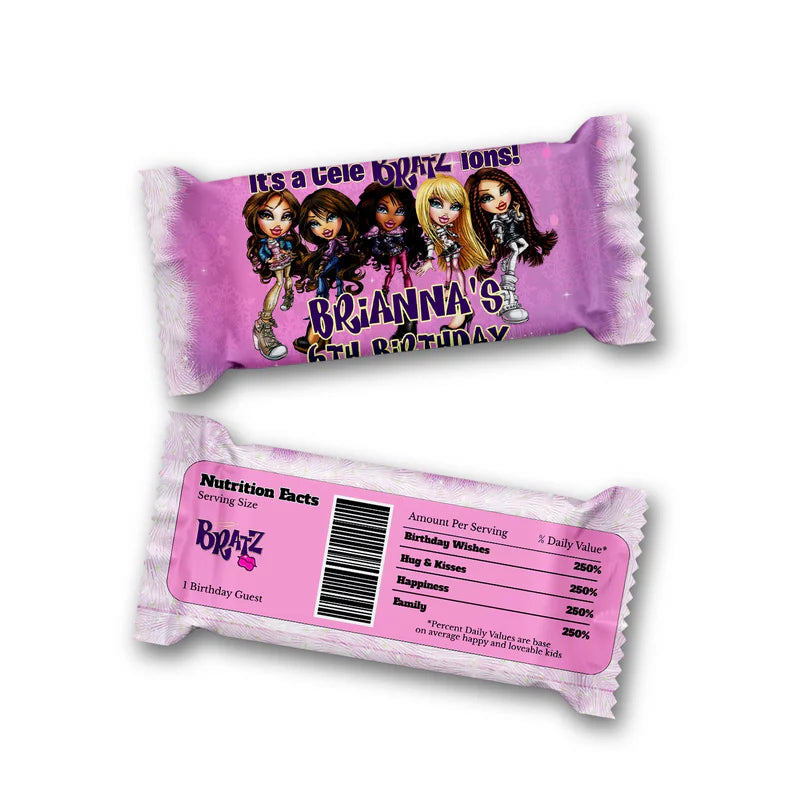 Bratz Rice Krispies and candy bar wrapper with editable design