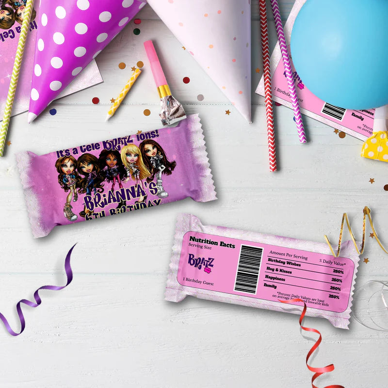 Bratz Birthday Decorations, Fashion Doll Party Supplies, Bratz Cloe Themed, Yasmin, Jade, Sasha Digital Template, Editable Bratz Image SVG PNG