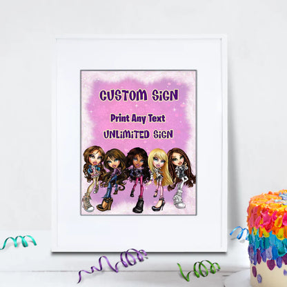 Bratz Birthday Decorations, Fashion Doll Party Supplies, Bratz Cloe Themed, Yasmin, Jade, Sasha Digital Template, Editable Bratz Image SVG PNG