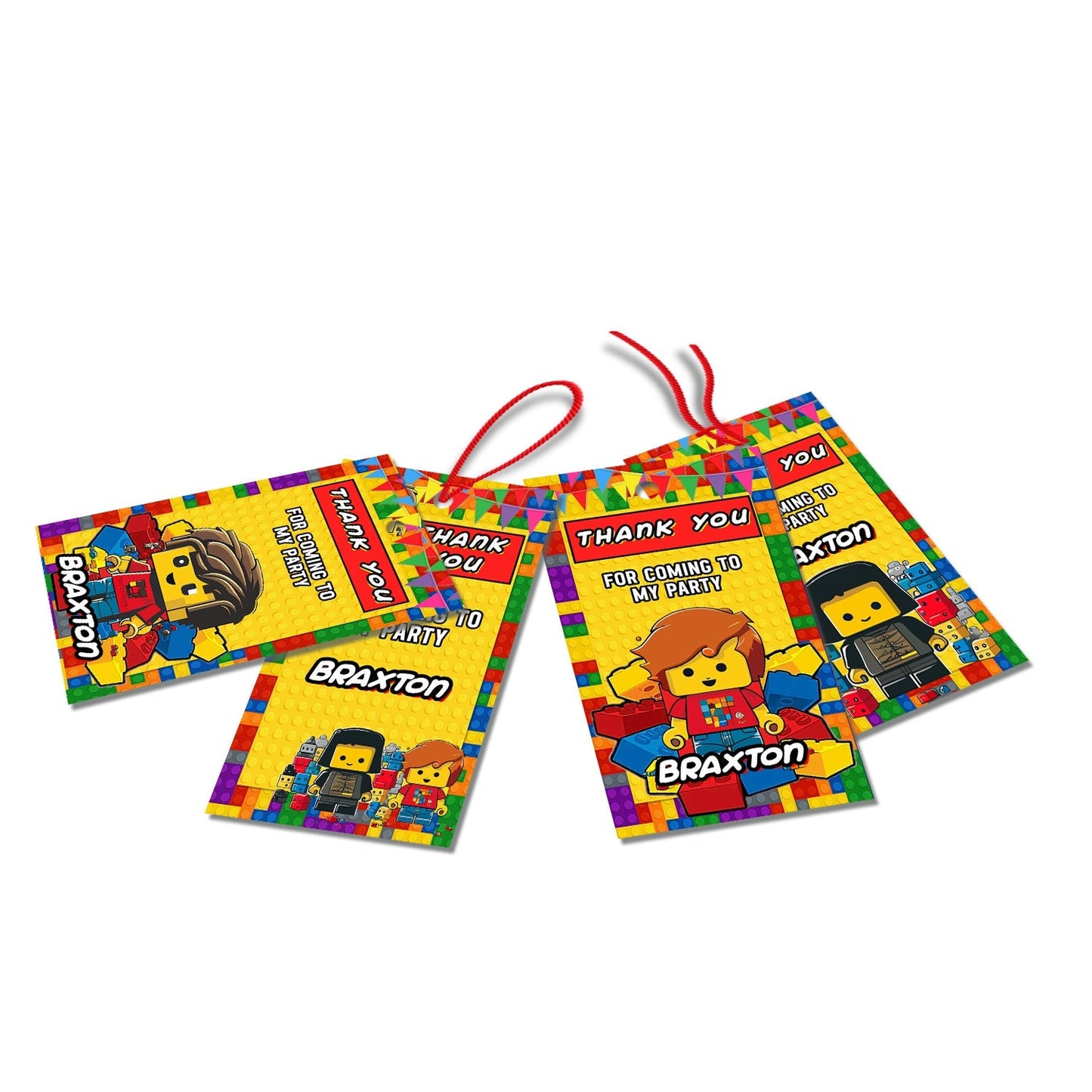 Favor tags or thank you tags with a Lego theme