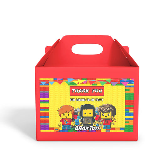 Gable box label with a Lego theme