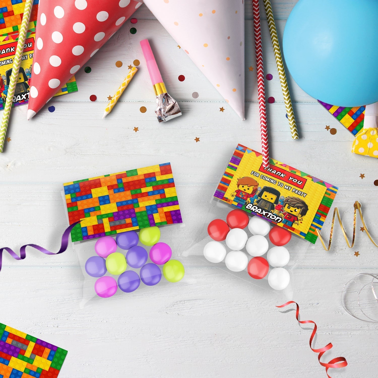 Treat Bag Label, Candy Bag Label with Lego Theme Sweeten Your Party