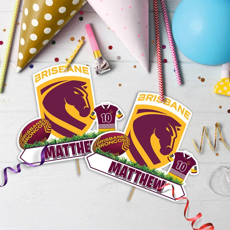 Broncos Birthday Decorations, NRL Broncos Party Supplies, Brisbane Themed, Broncos Digital Template, Editable Brisbane Broncos Image SVG PNG