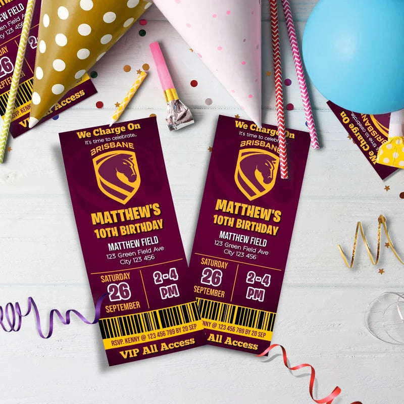 Broncos Birthday Decorations, NRL Broncos Party Supplies, Brisbane Themed, Broncos Digital Template, Editable Brisbane Broncos Image SVG PNG