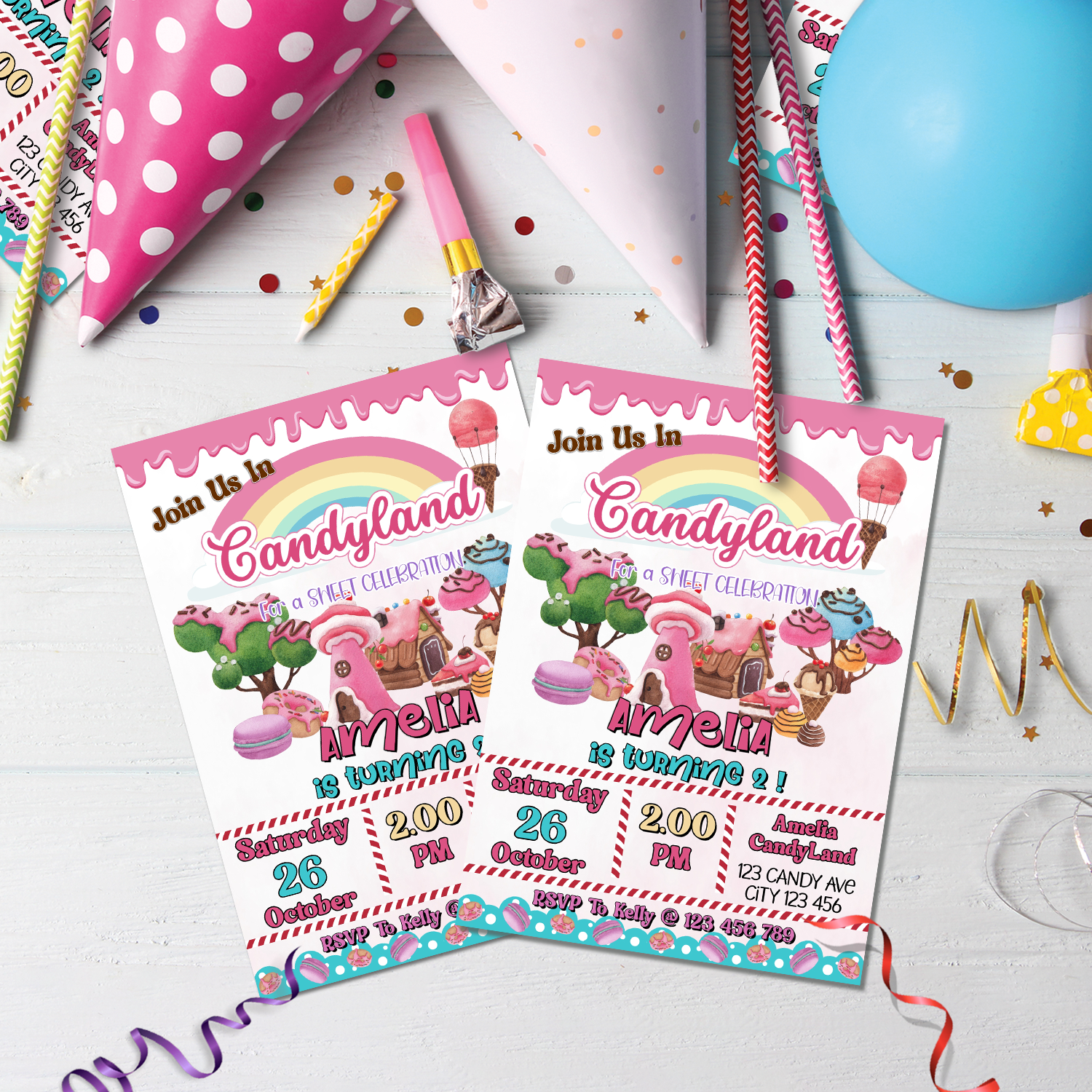 Candy Land Birthday Decorations, Sweet Party Party Supplies, Candyland Themed, Candy Party Digital Template, Editable Candy Land Image SVG PNG