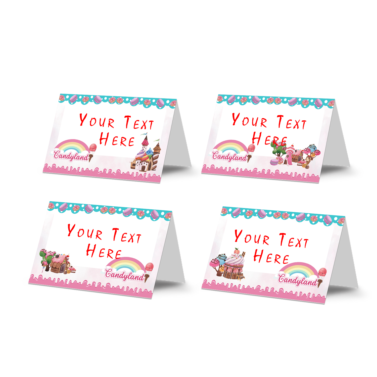 Food tents or food cards with a Candy Land theme