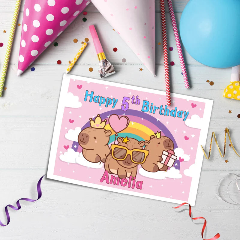 Capybara Personalized Icing Sheet Cake Topper Images