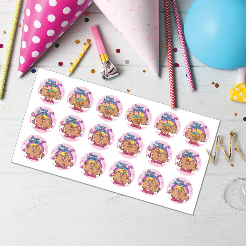 Buy Capybara Personalized Cupcake Toppers - Custom Party Decor