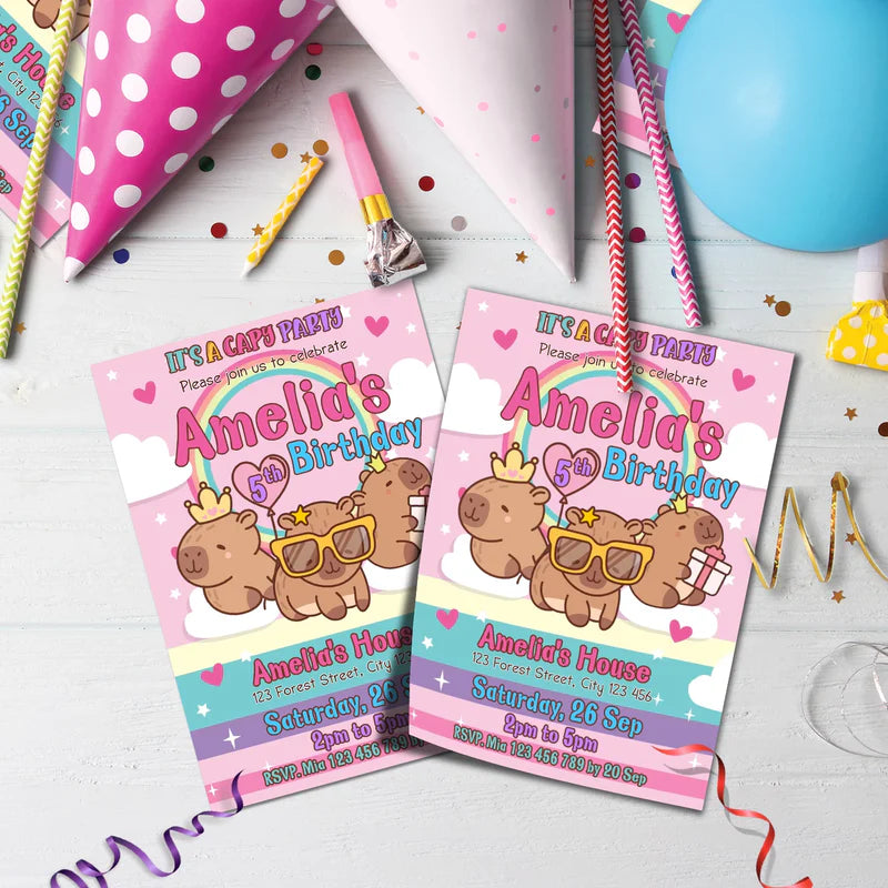 Capybara Birthday Decorations, capybara pets Party Supplies, tropical vibes Themed, Capybara Digital Template, Editable Capybara Image SVG PNG