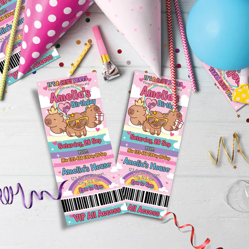 Capybara Birthday Decorations, capybara pets Party Supplies, tropical vibes Themed, Capybara Digital Template, Editable Capybara Image SVG PNG
