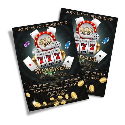 Casino Personalized Birthday Card Invitations