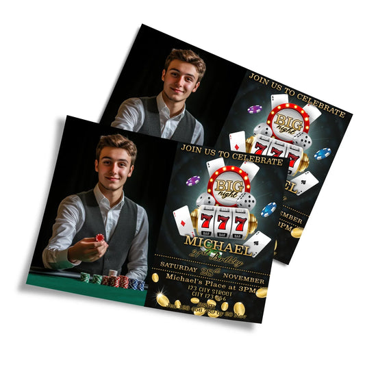 Casino Personalized Photo Card Invitations