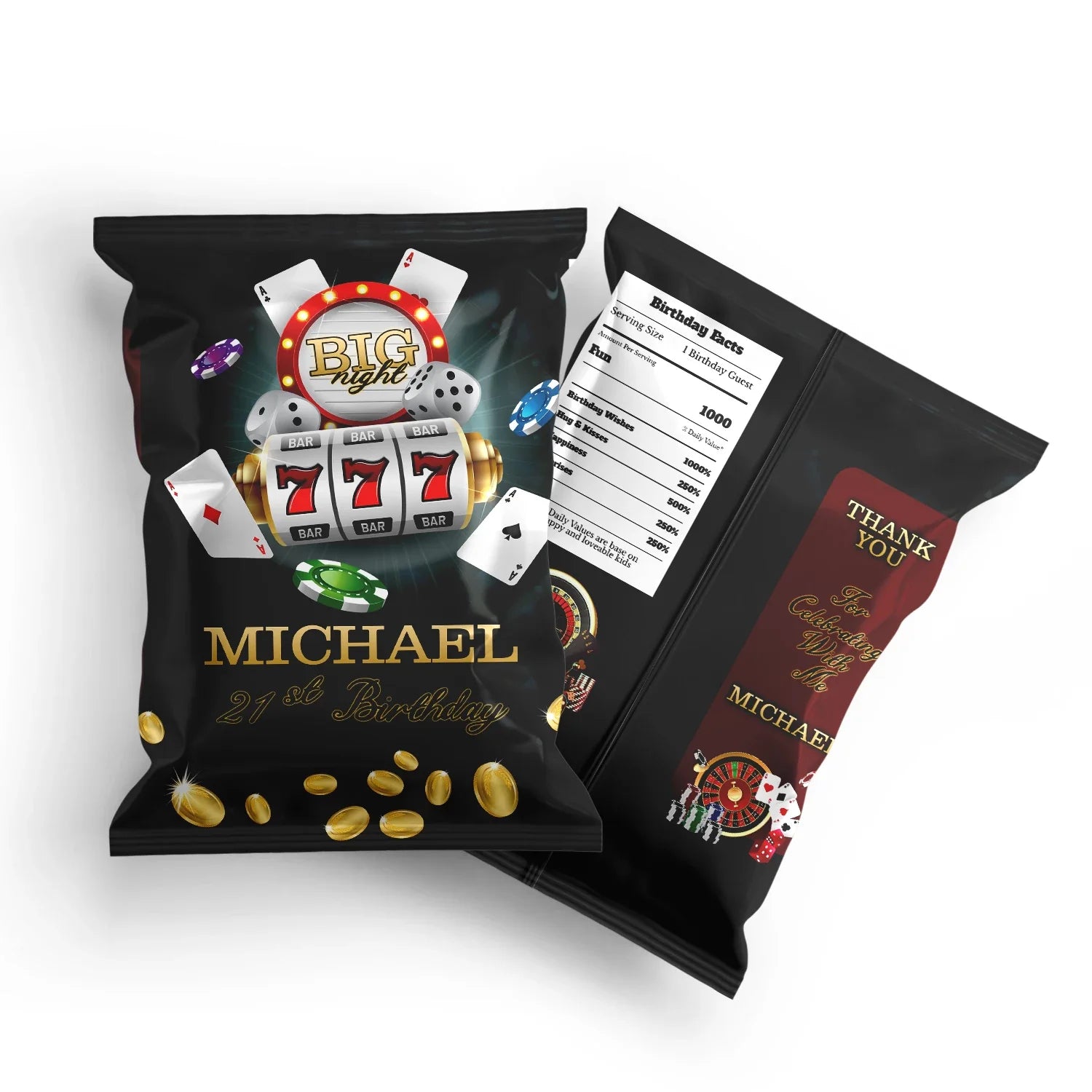 Casino Chips Bag Label