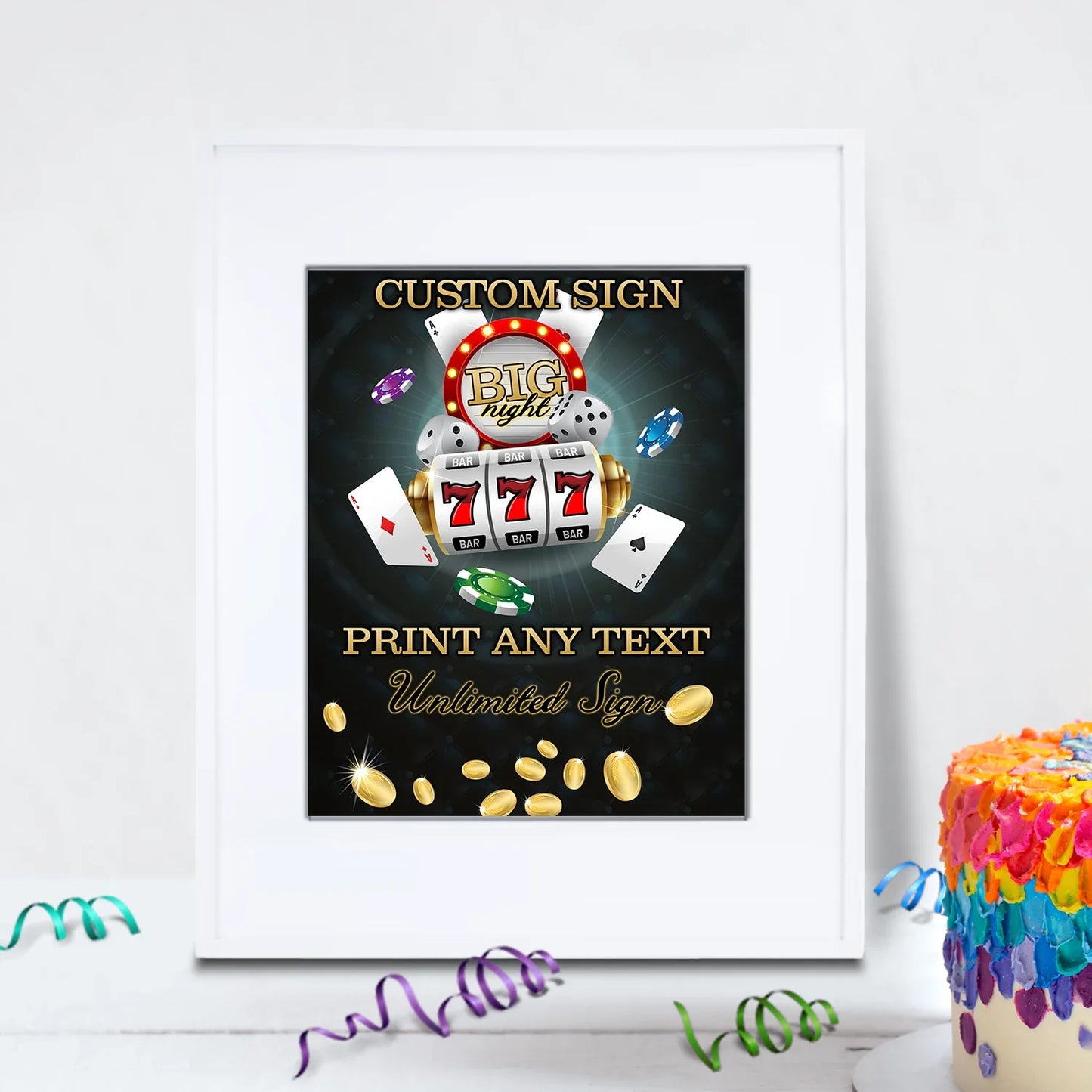 Casino Games Birthday Decorations, Pokies Party Supplies, Black Jack Themed, Slot Machine Digital Template, Editable Casino Image SVG PNG