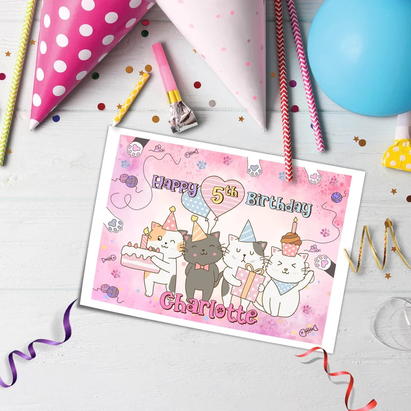 Cats & Kittens Personalized Icing Sheet Cake Topper Images