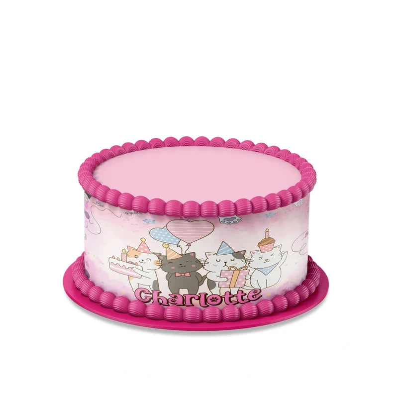 Cats & Kittens custom cake strips with cute paw patterns displayed neatly on a clean white background