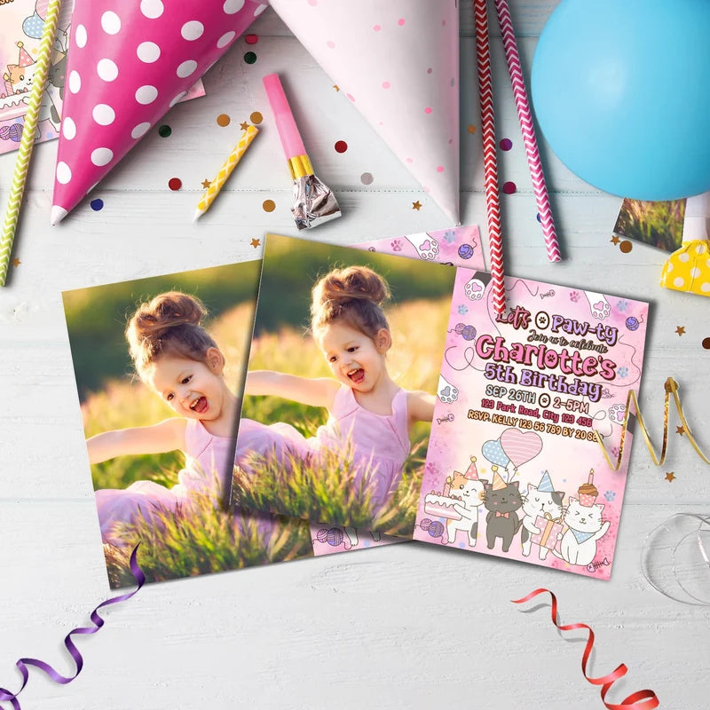 Cool Cats & Kittens Birthday Decorations, Cute Cat Party Supplies, Cat Lover Themed, Kitten Digital Template, Editable Cats & Kittens Image SVG PNG