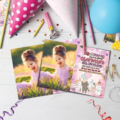 Cool Cats & Kittens Birthday Decorations, Cute Cat Party Supplies, Cat Lover Themed, Kitten Digital Template, Editable Cats & Kittens Image SVG PNG