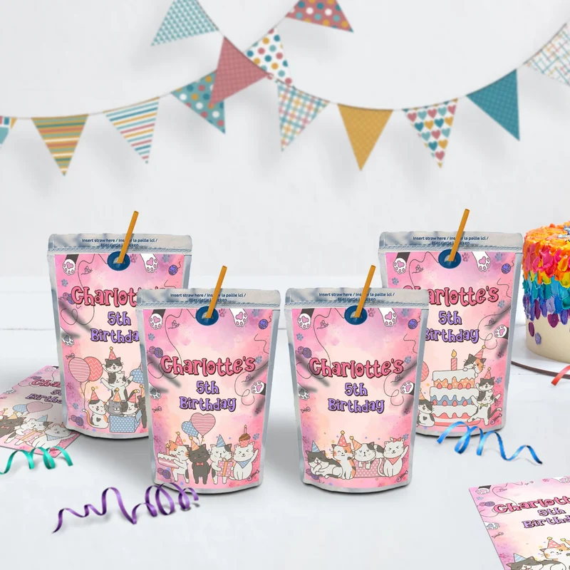 Cool Cats & Kittens Birthday Decorations, Cute Cat Party Supplies, Cat Lover Themed, Kitten Digital Template, Editable Cats & Kittens Image SVG PNG