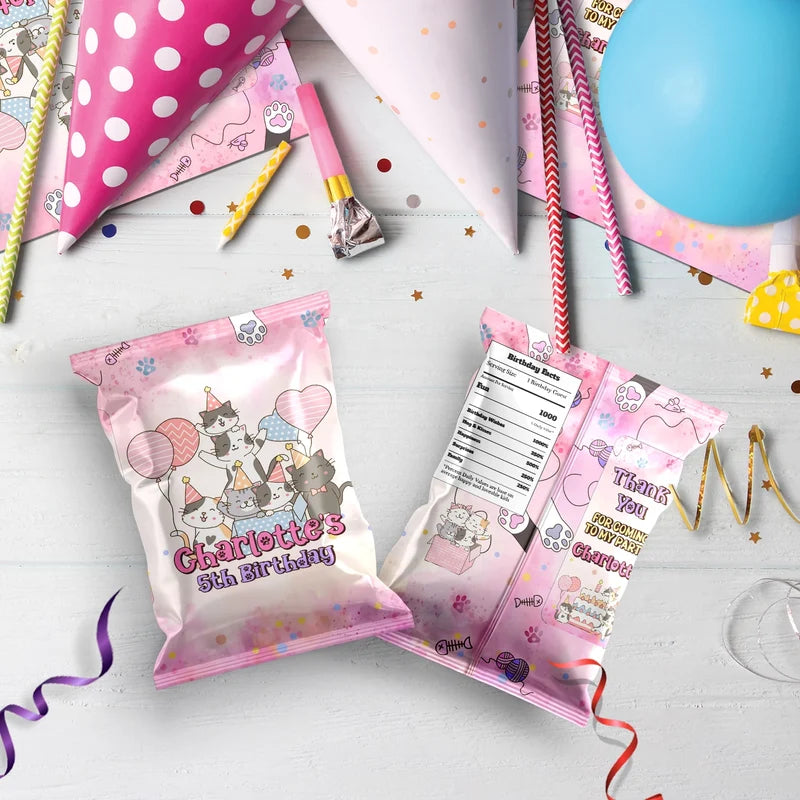 Cool Cats & Kittens Birthday Decorations, Cute Cat Party Supplies, Cat Lover Themed, Kitten Digital Template, Editable Cats & Kittens Image SVG PNG