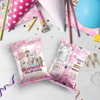 Cool Cats & Kittens Birthday Decorations, Cute Cat Party Supplies, Cat Lover Themed, Kitten Digital Template, Editable Cats & Kittens Image SVG PNG