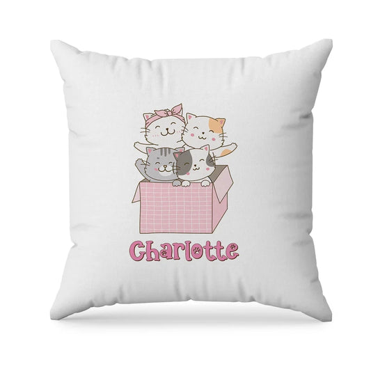 Cats & Kittens sublimation pillowcase layout showing a colorful graphic designed on a square cushion