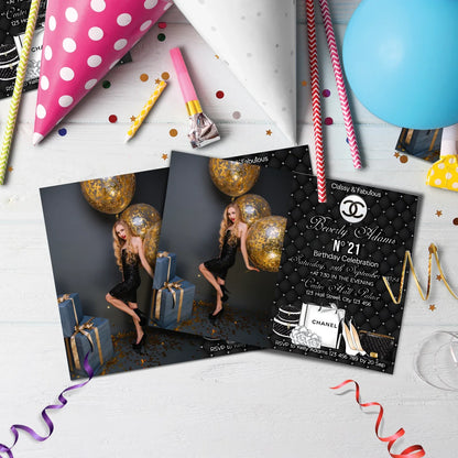 Luxury Bag Birthday Decorations, Chanel Inspired Party Supplies, Designer Chanel Themed, Coco Chanel Digital Template, Editable Chanel Inspired Image SVG PNG